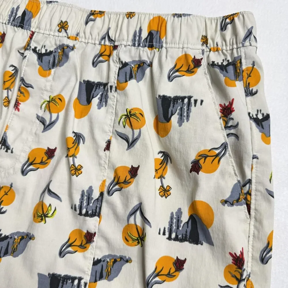 North Face Shorts Mens XL Beige Floral Print Chino Elastic Waist Outdoor